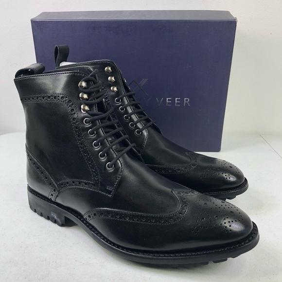 Anthony Veer Grant Wingtip Boots Black Leather Shoes main image 9